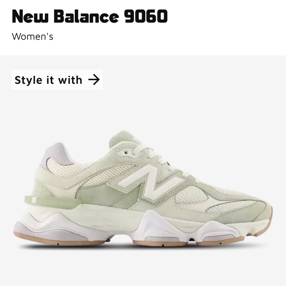 New Balance Women's Light Green and Cream Sneakers